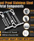 Heavy Duty Toggle Anchors With Bolts For Drywall Rock Solid Wall Mount Kit No Wiggle Room Holds Heavy TV Gear Built Tough Zinc Plated Steel Quick Grip 8 Pack Pro Hardware For Every Hollow Wall Gig Around Town components with stainless steel screws and anchors on black background.