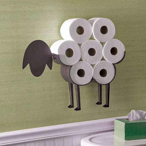 Playful Swan Shaped Toilet Paper Holder Stand Black Metal Bathroom Tissue Organizer For Eight Jumbo Rolls Wall Mounted