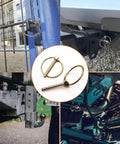 Heavy Duty Lynch Pin Kit 50 Piece Set for Farm Equipment shown in use on tractors and trailers, featuring universal linch pins and ring clips.