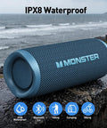 Beast 60W Portable Outdoor Bluetooth Speaker With True Wireless Stereo, Dual Pairing, IPX8 Waterproof, Bluetooth 5.4 shown in rain.