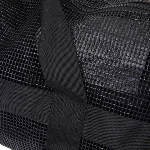 Close-up of Rugged 30 Inch Diving Gear Mesh Bag For Scuba And Snorkeling Gear Duffle With Pocket, showing mesh fabric and strap