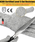 2 Pairs Cut Resistant Gloves Level 5 EN388 Food Grade Safety Gear For Cooking Meat Oyster Shucking Mandoline Chefs