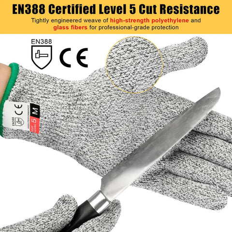2 Pairs Cut Resistant Gloves Level 5 EN388 Food Grade Safety Gear For Cooking Meat Oyster Shucking Mandoline Chefs