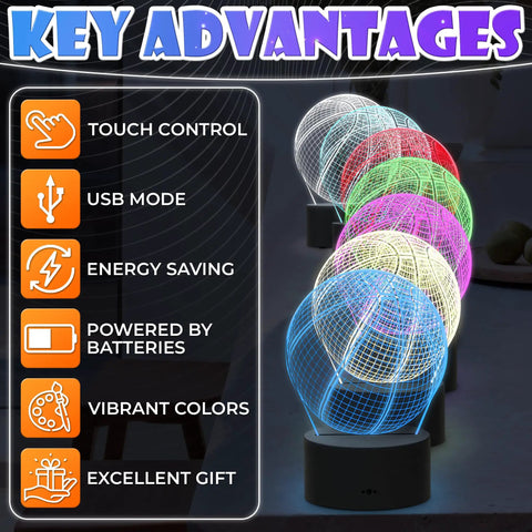 Lit Basketball Night Light For Kids Room With 3D LED Hoop Lamp In Seven Color Changing Modes Durable Acrylic Construction