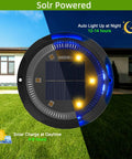 8 Pack Solar Ground Lights With 10 LED Each IP65 Waterproof Outdoor Garden Pathway Lights, circular design on grass in sunshine