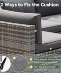 Replacement Outdoor Cushions For Patio Furniture 14 Piece Deep Seat Cushions For 6 Seat Patio Conversation Sets Splash Proof And Fade Resistant Grey Vacuum Packed And Expands To Full 4 Inch Thickness Within 2 Days on patio furniture with olive-shaped button and non-slip silicone dot.