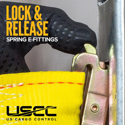 Heavy Duty E Track Straps 2 Inch By 12 Foot 10 Pack With Spring E Fittings Lock Release Detail
