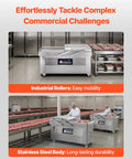 Chamber Vacuum Sealer With 1200 Watts And A Generous 23 Inch Seal Bar shown in a commercial kitchen with stainless steel design.