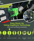 Magnetic Phone Holder For Golf Push Cart With Rangefinder Strap, MagStack Microfiber Towel, Club Brush And Tile, Universal Fit For Most Phones, All In One PushStack Pro Pack For On Course Convenience displayed on golf cart