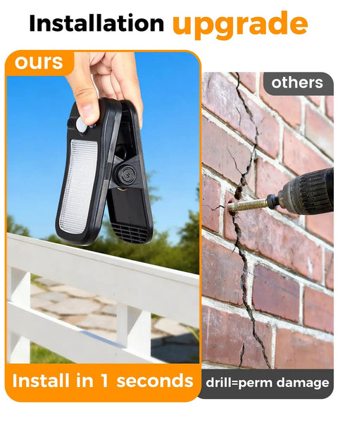 Clip On Solar Lights For Fence With 60 LEDs 500 Lumen Outdoor Waterproof Security Light USB Rechargeable 3 Modes Ideal