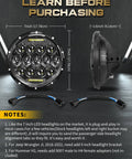 7 Inch Round LED Headlights H6024 Hi Lo Beam DRL DOT Approved Black Housing with cable connectors and dimensions