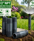 Five Pack Sprinkler Riser Extensions One Half Inch Male Pipe Thread Two Inch Length Easy Install PVC in garden display