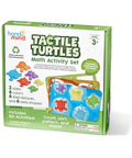 Tactile Turtles Math Activity Set for Toddlers and Preschoolers, box with colorful turtle counters in various sizes and colors.