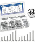 Top Shelf Workhorse 102 Piece Long Outlet Screw Kit With Phillips Pan Head Size 6 32 And 8 32 In Rust Resistant 304 Stainless Steel, assorted screws in organizer.