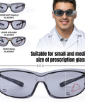 PrimeX Anti Fog Safety Glasses For Over Eyeglasses With Side Shields ANSI Z87.1 UV Protection Wraparound Design Adjustable Temples