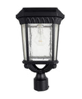 Dope Solar Post Light In Black Cast Aluminum With Seeded Glass For Outdoor Use Single Lamp With 3 Inch Fitter