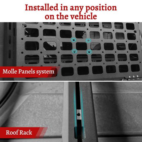 MOLLE panels and roof rack for shovel holder with rubber grip mount kit fits 0.79 to 1.79 inch tool handles quick release