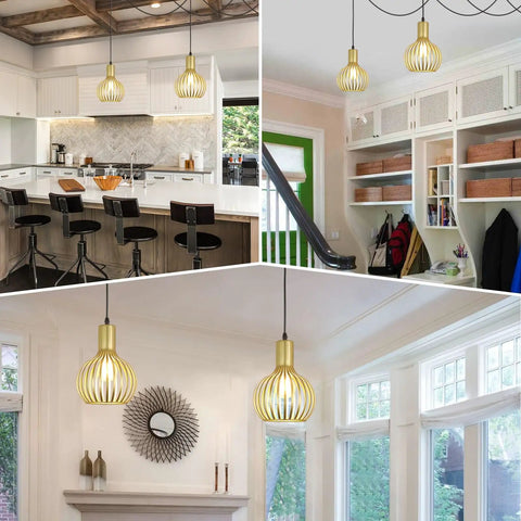 Black Pendant Light With Vintage Industrial Vibe, Adjustable Metal Hanging Lamp illuminating kitchen and hallway areas