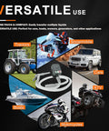 Portable Fuel Pump For Gas, Diesel And Kerosene With 3.2 GPM Flow, 51 Inch Hose displayed with vehicles and equipment