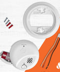 12 Pack Hardwire Interconnect Smoke Detectors With Battery Backup For Reliable Whole House Sync and smart thermal readings, installation components.