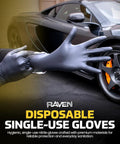 Powder Free Black Nitrile Exam Gloves 7 Mil Large Durable Chemical Resistant Medical Grade Gloves For Auto Shop, Lab, And Industrial Use With Textured Fingertips And Ambidextrous Fit, Non Latex, Tough As Nails For Medical And Food Handling in use at auto shop with sports car in background