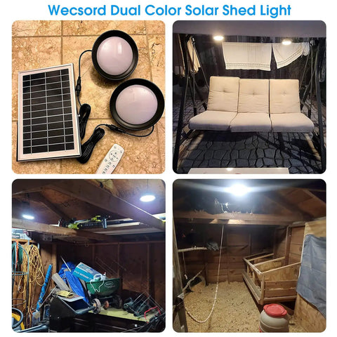 Dual Head Solar Pendant Lights IP65 Waterproof 6000K And 3000K Dimmable With Remote And Timer, 120 LED in various settings