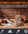 4 Pack Pro Grade Masonry Hand Tools Set With 6 Inch Pointing Trowels And 9 Inch Gauging Trowels Carbon Steel Brick Trowels Displayed