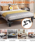 Image of Heavy Duty Adjustable Headboard Bracket Kit In Sleek Black Metal on a Twin, Full, Queen, King bed frame setup.