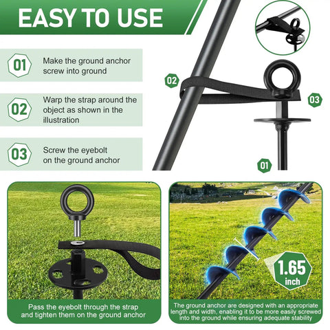 Heavy Duty Ground Anchors Screw In For Trampolines And Outdoor Gear with spiral blade grip instructions