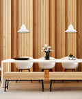 Dining room with Novogratz X Globe Maxwell 11 Inch Outdoor Wall Sconce Matte White Weatherproof Modern Farmhouse Lighting above table.