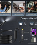 Dual Lens Endoscope Camera With Light For Tight Spaces 1920x1440 HD 2.0MP, 16.5 ft cable for plumbing, cars, and repairs