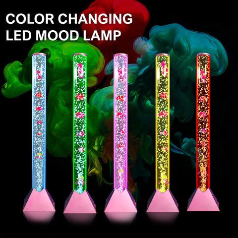 Bubble Floor Lamp With 7 Color Changing LED Mood Lights For Sensory Rooms Dope Ocean Vibe Water Tube Night Light 90cm Tall Golden Rose Base Cozy Gift For Kids Teens And Adults glowing in dark room