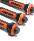 Close-up of 5 Inch Gripped Punch Set With Full Metal Core And Comfort Grip showing oversized strike caps on three handles.