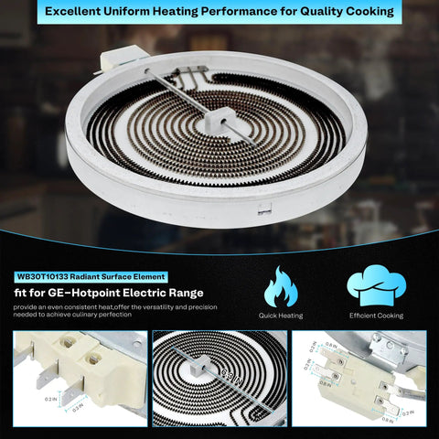 Radiant Surface Burner Element 9 Inch 3100W Replacement For GE Hotpoint Haier Electric Range Oven Stove Cooktop Fits JB745DF1WW