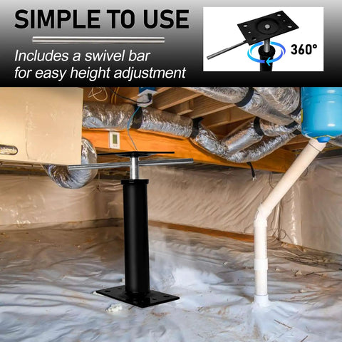 Adjustable Jack Posts For Leveling 11 To 16 Inches, Built To Tackle Sagging Floors, installed in basement