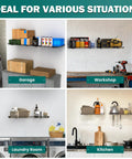 Garage Wall Shelves 12 By 24 Inch Heavy Duty Metal Wall Mounted Storage Shelf Set 2 Pack Black Rust Resistant in various settings