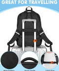 Back view of Waterproof Hard Case For DJI Mini 4 Pro And Mini 3 Pro, shown on suitcase, highlighting mesh padding and chest strap.