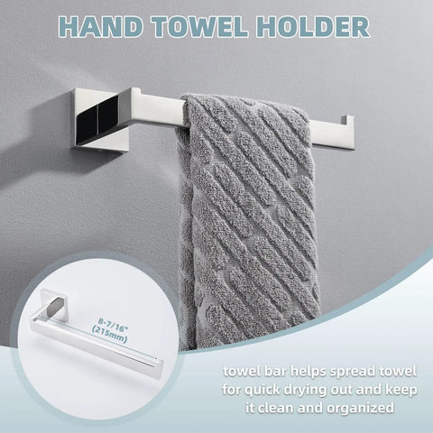 4 Piece Bathroom Hardware Set With Robe Hook Toilet Paper Holder Towel Holder And Towel Bar In SUS304 Stainless Steel Polished Chrome