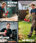 Man using Go-To Air Duster With 380W Brushless Motor, 100,000 RPM for woodworking, electronics cleaning, and garden leaf removal