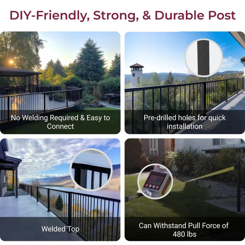 Vertical Guard Rail Kit For Deck And Porch, 4.5 Ft Wide By 42 In High, Pro Grade DIY Railing Baluster Set With Middle Post, Brackets Included, Ideal For Balcony, Patio Or Stair Rail, Easy Install For DIYers And Pros