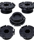 BMW Engine Oil Pan Drain Plug With O Ring Seal 5 Pack For Rear Wheel Drive Models N20 N26, hexagonal shape, black finish