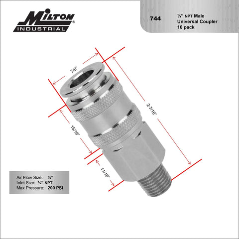 Five In One Universal Quick Connect Coupler One Quarter Inch MNPT Plugs Into All Major Interchanges product image