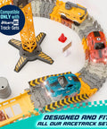 Light Up LED Race Cars For Glow Tracks, 2 Pack Replacement Racers On Curved Track with Construction Theme