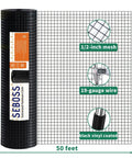Heavy Duty Hardware Cloth One Half Inch Mesh 36 By 50 Ft Black Vinyl Coated 19 Gauge Chicken Wire Fence Roll with mesh detail