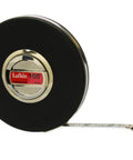 Three Eighths Inch By One Hundred Feet Tape Measure With Chrome Clad Blade in vinyl covered steel case, extending blade.