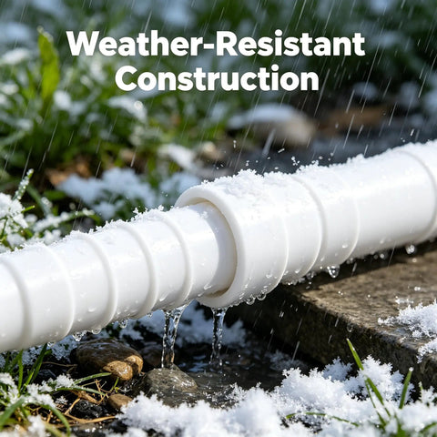 Ditch The Leaky Hose With This Awesome 1/2 Inch Repair Kit Featuring Eight Sturdy Plastic Connectors And Tight Clamps Perfect For Garden Hoses, Aquariums, Or DIY Plumbing Fixes That Save You Cash And Time While Standing Up To Any Weather. 1/2-inch plastic hose connector under rain