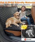 Girl and dog on 4 In 1 Dog Car Seat Cover For Back Seat Paw Proof Waterproof Hammock With Mesh Window And Side Flaps