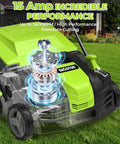 2-In-1 Dethatcher And Scarifier For Lawns, 16-Inch Electric Walk-Behind, 15 Amp Copper Motor, front view showing motor detail