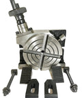Three Inch Rotary Table With Four Slots Horizontal And Vertical M6 Clamp Kit For Milling And Engineering Tools 80 Mm Diameter 360 Degree Graduation Worm Gear One To Thirty Six Low Profile High Precision, front view showing clamps.