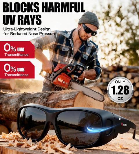 UV Protection Safety Goggles With Anti Glare Lenses For Outdoor Work And Sports, Pro Grade And ANSI Z80.3-2018 Certified